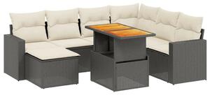 Polyrattan Kerti Ülőgarnitúra - 8 részes - Fekete