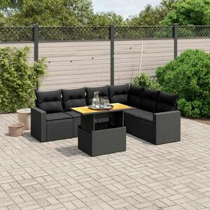 VidaXL Polyrattan Kerti Ülőgarnitúra - 7 részes - Fekete