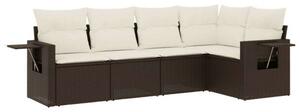 VidaXL Polyrattan Kerti Ülőgarnitúra - 5 részes - Barna