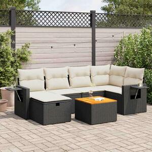 VidaXL Polyrattan Kerti Ülőgarnitúra - 7 részes - Fekete