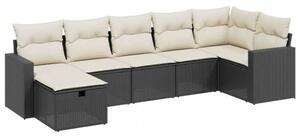 VidaXL Polyrattan Kerti Ülőgarnitúra - 7 részes - Fekete