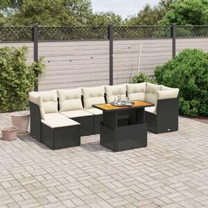 VidaXL Polyrattan Kerti Ülőgarnitúra - 8 részes - Fekete