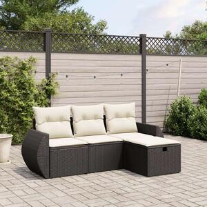 VidaXL Polyrattan Kerti Ülőgarnitúra - 4 részes - Fekete