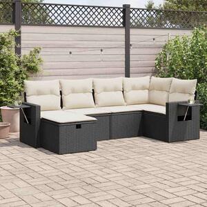 VidaXL Polyrattan Kerti Ülőgarnitúra - 6 részes - Fekete