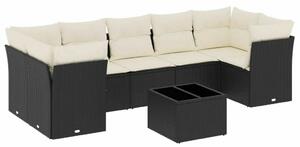 VidaXL Polyrattan Kerti Ülőgarnitúra - 8 részes - Fekete