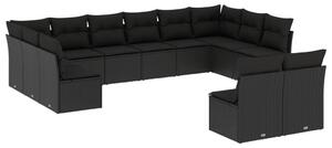VidaXL Polyrattan Kerti Ülőgarnitúra - 12 részes - Fekete