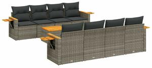 VidaXL Polyrattan Kerti Ülőgarnitúra - 9 részes - Szürke