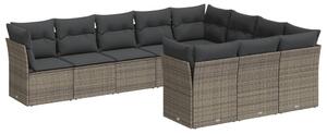 Polyrattan Kerti Ülőgarnitúra - 10 részes - Szürke