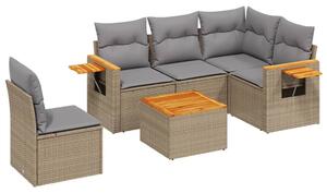 VidaXL Polyrattan Kerti Ülőgarnitúra - 6 részes - Bézs