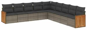 VidaXL Polyrattan Kerti Ülőgarnitúra - 9 részes - Szürke