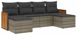 VidaXL Polyrattan Kerti Ülőgarnitúra - 6 részes - Szürke