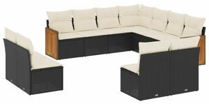 VidaXL Polyrattan Kerti Ülőgarnitúra - 11 részes - Fekete