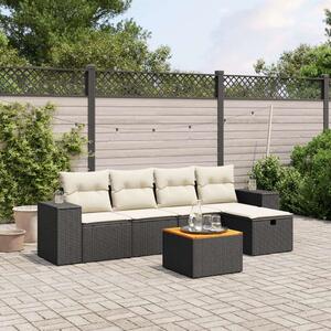 VidaXL Polyrattan Kerti Ülőgarnitúra - 6 részes - Fekete