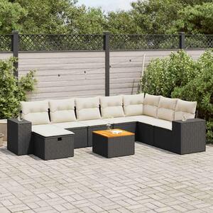VidaXL Polyrattan Kerti Ülőgarnitúra - 9 részes - Fekete