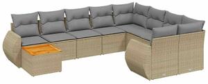 VidaXL 10 részes bézs polyrattan kerti ülőgarnitúra párnával