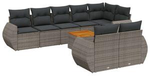 VidaXL 9-részes szürke polyrattan kerti ülőgarnitúra párnákkal