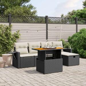 VidaXL Polyrattan Kerti Ülőgarnitúra - 6 részes - Fekete