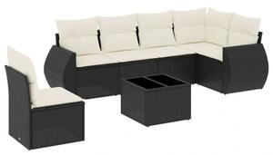 VidaXL Polyrattan Kerti Ülőgarnitúra - 7 részes - Fekete