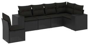 VidaXL Polyrattan Kerti Ülőgarnitúra - 6 részes - Fekete