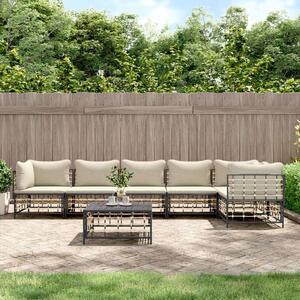 VidaXL 7-részes antracitszürke polyrattan kerti ülőgarnitúra párnákkal