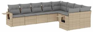 VidaXL 9-részes bézs polyrattan kerti ülőgarnitúra párnákkal