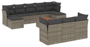 VidaXL Polyrattan Kerti Ülőgarnitúra - 11 részes - Szürke