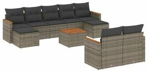 VidaXL Polyrattan Kerti Ülőgarnitúra - 10 részes - Szürke