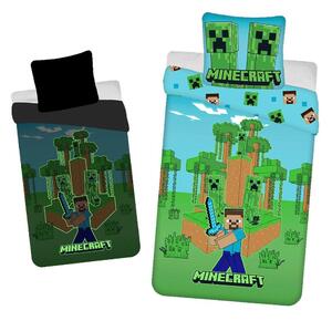 Egyszemélyes pamut gyerek ágyneműhuzat világító hatással 140x200 cm Minecraft "Jungle Fight" – Jerry Fabrics