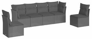 VidaXL Polyrattan Kerti Ülőgarnitúra - 6 részes - Fekete