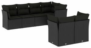 VidaXL Polyrattan Kerti Ülőgarnitúra - Fekete - 7 részes