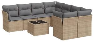 VidaXL Polyrattan Kerti Ülőgarnitúra - 9 részes - Bézs