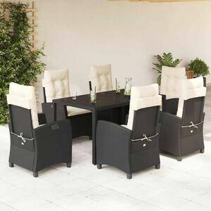 VidaXL Polyrattan Kerti Étkezőgarnitúra - 7 részes - Fekete
