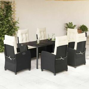 Polyrattan Kerti Étkezőgarnitúra - 7 részes - Fekete