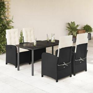 VidaXL Polyrattan Kerti Étkezőgarnitúra - 5 részes - Fekete