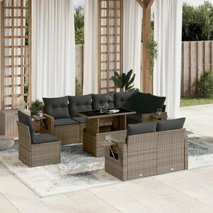 VidaXL Polyrattan Kerti Ülőgarnitúra - 9 részes - Szürke