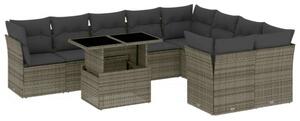 VidaXL Polyrattan Kerti Ülőgarnitúra - 10 részes - Szürke