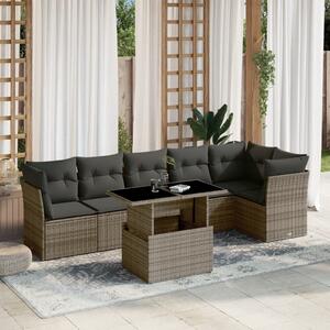 VidaXL Polyrattan Kerti Ülőgarnitúra - 7 részes - Szürke