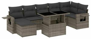Polyrattan Kerti Ülőgarnitúra - 8 Részes - Szürke