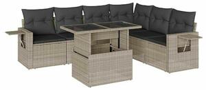 VidaXL Polyrattan Kerti Ülőgarnitúra - 7 részes, Világosszürke