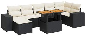 VidaXL Polyrattan Kerti Ülőgarnitúra - 8 részes - Fekete