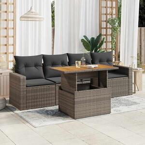 VidaXL Polyrattan Kerti Ülőgarnitúra - 5 részes - Szürke