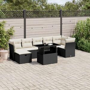 VidaXL Polyrattan Kerti Ülőgarnitúra - 8 részes - Fekete