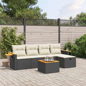 VidaXL Polyrattan Kerti Ülőgarnitúra - 6 részes - Fekete