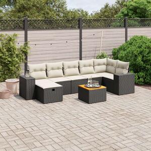 VidaXL Polyrattan Kerti Ülőgarnitúra - 8 részes, Fekete