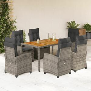 VidaXL Polyrattan Kerti Étkezőgarnitúra - 7 részes - Szürke
