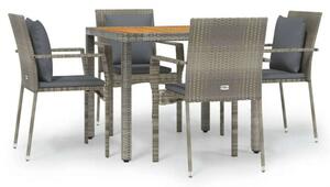 Polyrattan Kerti Étkezőgarnitúra - 5 részes - Szürke