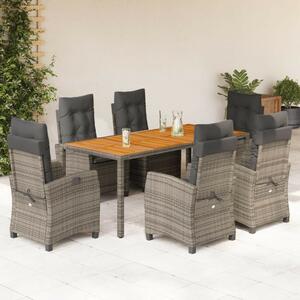 VidaXL Polyrattan Kerti Étkezőgarnitúra - 7 részes, Szürke