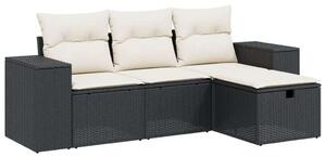 VidaXL Polyrattan Kerti Ülőgarnitúra - 4 részes - Fekete