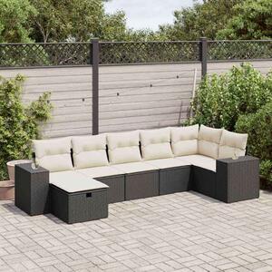 VidaXL 7 részes Kerti Ülőgarnitúra - Polyrattan - Fekete