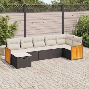 VidaXL 7 részes Kerti Ülőgarnitúra - Polyrattan - Fekete